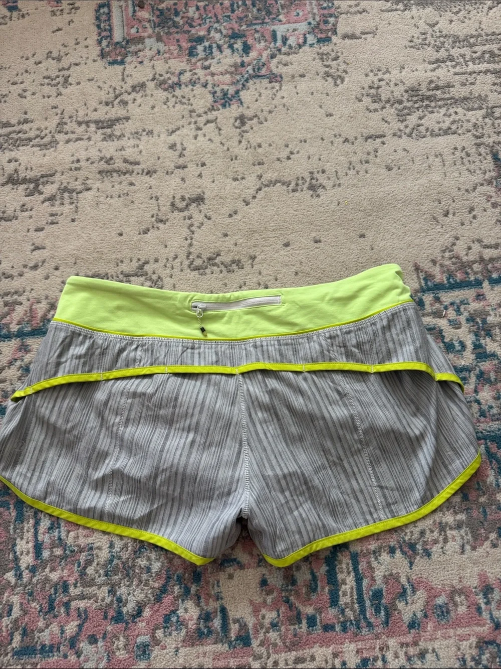 lululemon athletica Gray Shorts with Neon Yellow Trim